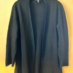 Eileen Fisher black cotton and linen cardigan